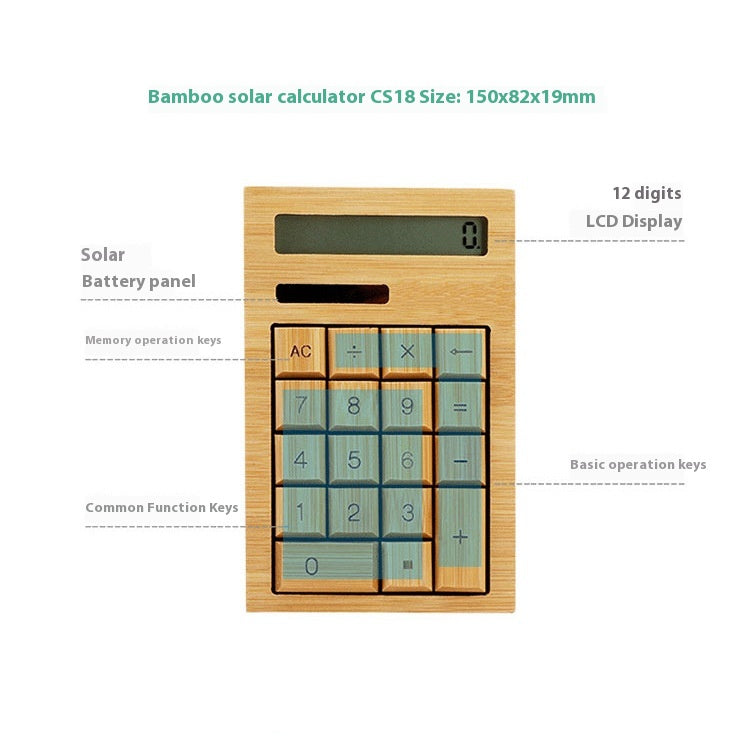Calculatrice solaire de bambou Bureau Protection de l'environnement
