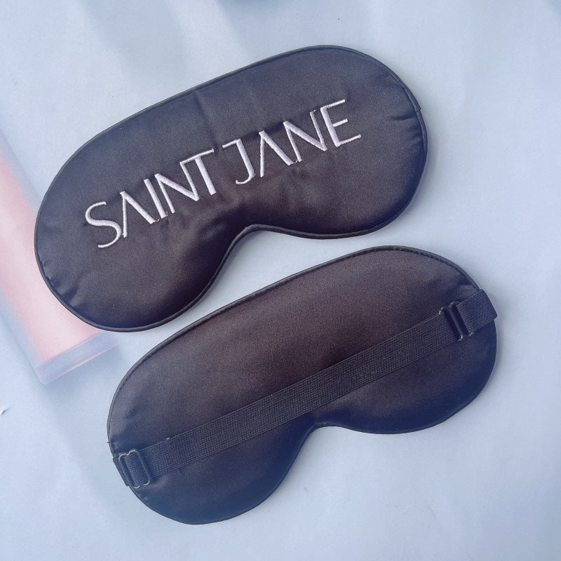 Masque double face en soie noire sans sommeil avec bande élastique