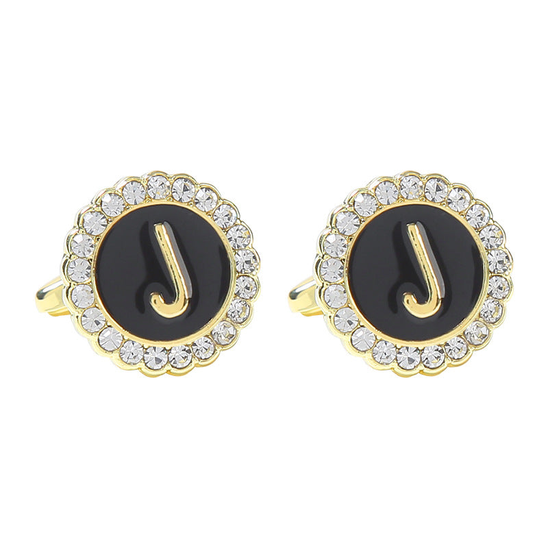 Rond Diamant French Cufflinks 26 lettres pour hommes