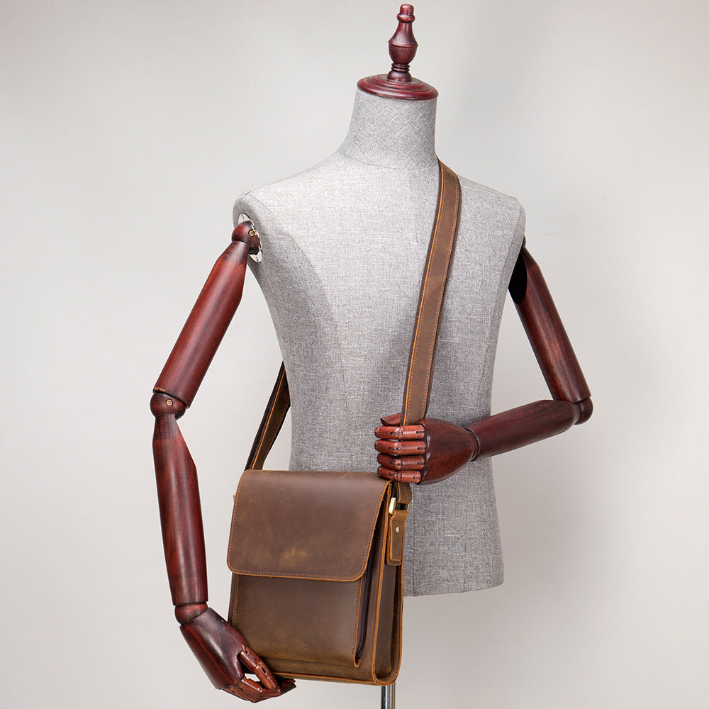 Véritable cuir homme Mode épaule Selle en cuir Crossbody Casual Messenger Bag