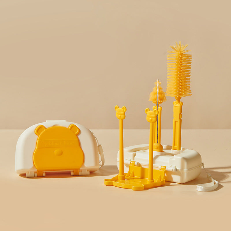 Pinceau de biberon pour bébé en silicone Étui spécial de nettoyage de mamelons avec base