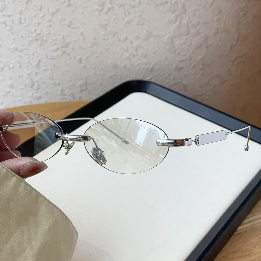 Pas de maquillage regarder Rimless Ovale Plain Glass pour les femmes