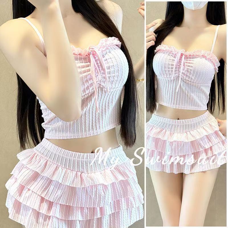 Peach Sweetheart Yellow Camisole Swimwear Femme à deux pièces Style Resort Slimming Spring T