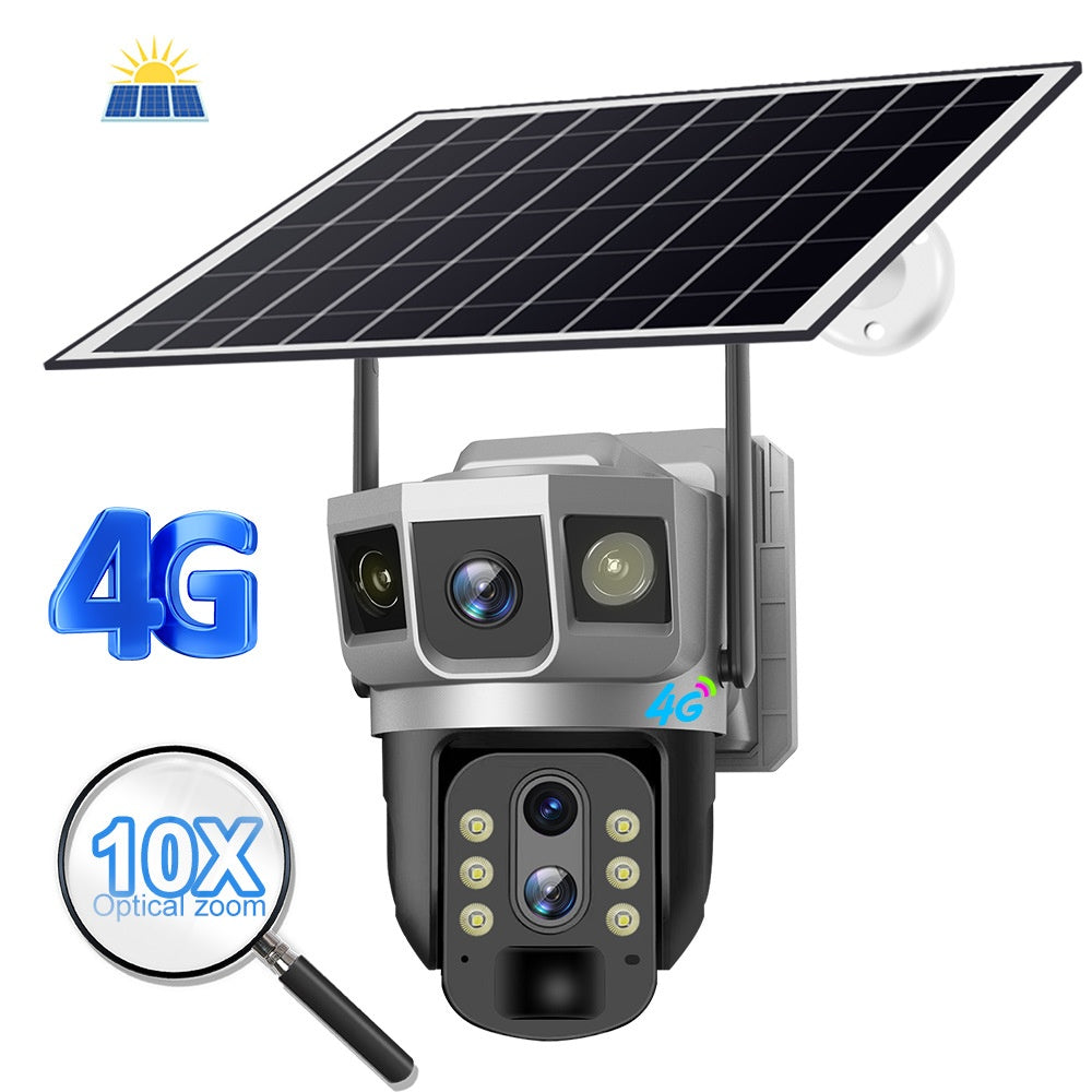 V380 3-écran 4G ménage extérieur 10 fois Zoom nuit vision HD Smart Monitor Caméra