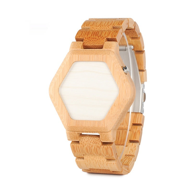 Montre analogique classique Quartz en bois