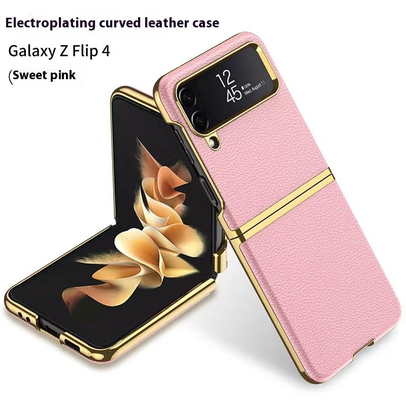 Z Flip4 Étui de téléphone Zflip4 Écran pliable tout compris cuir uni