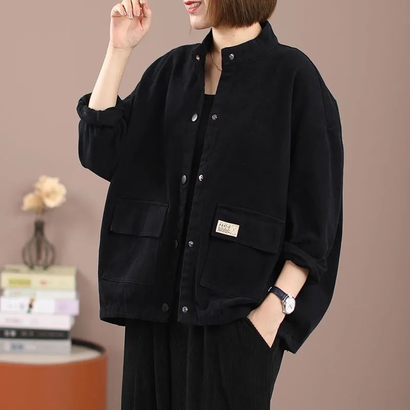 Bouton-down Veste denim style travail pour veste casual dames