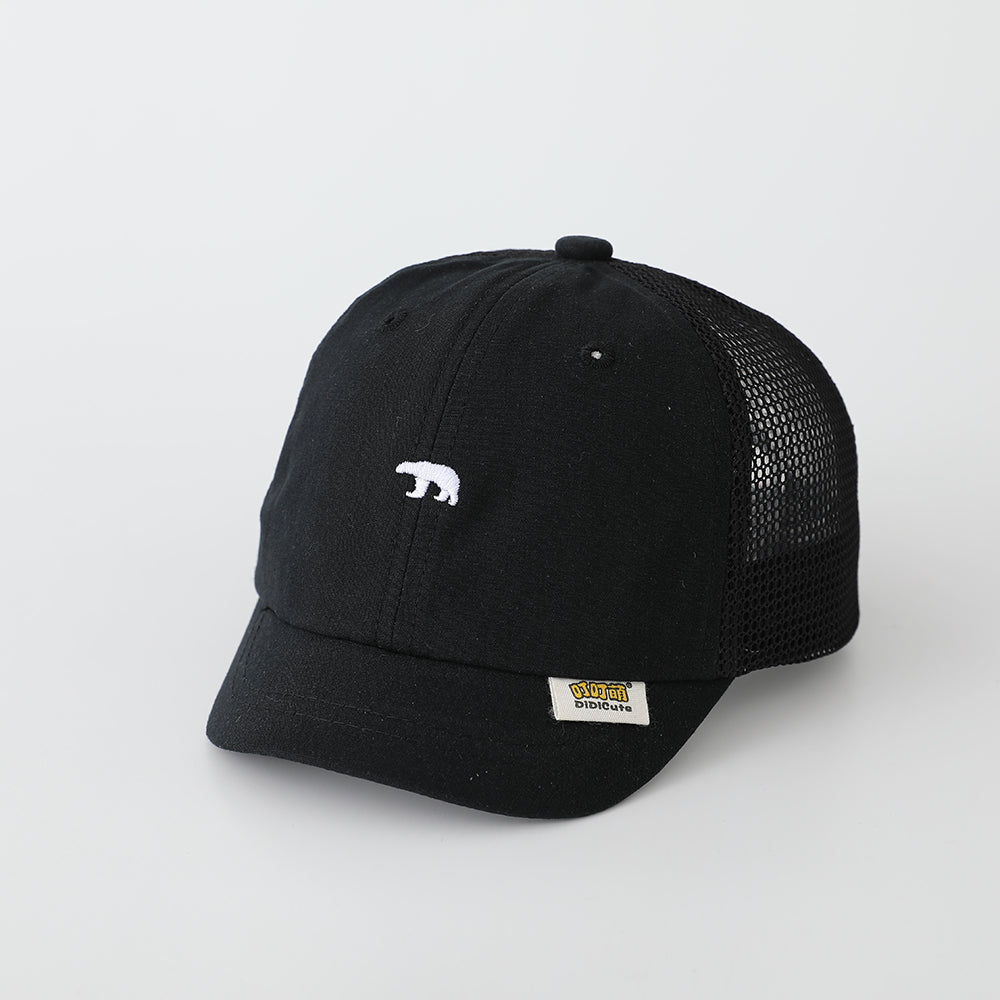 Casquette de baseball brodée en maille simple d'ours pour enfants - Mignon et style frais Baby Breathabl