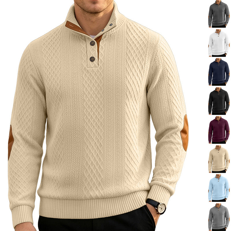 Homme Jacquard Col rond Chandail à manches longues
