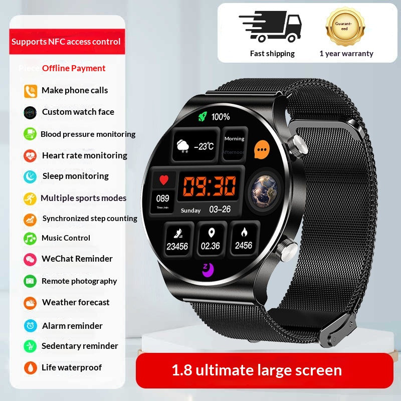 Smart Sports Watch avec Bluetooth appelant la fréquence cardiaque et surveillance du glucose du sanga multifu