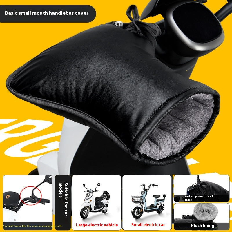 Electric Motorcycle Handlebar Winter Thermal Windshield Handlebar Waterproof Fleece Lined Gloves H
