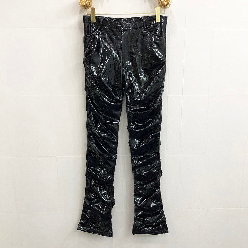 Mirror Fit pleed Flare Pantalons en cuir pour hommes et femmes