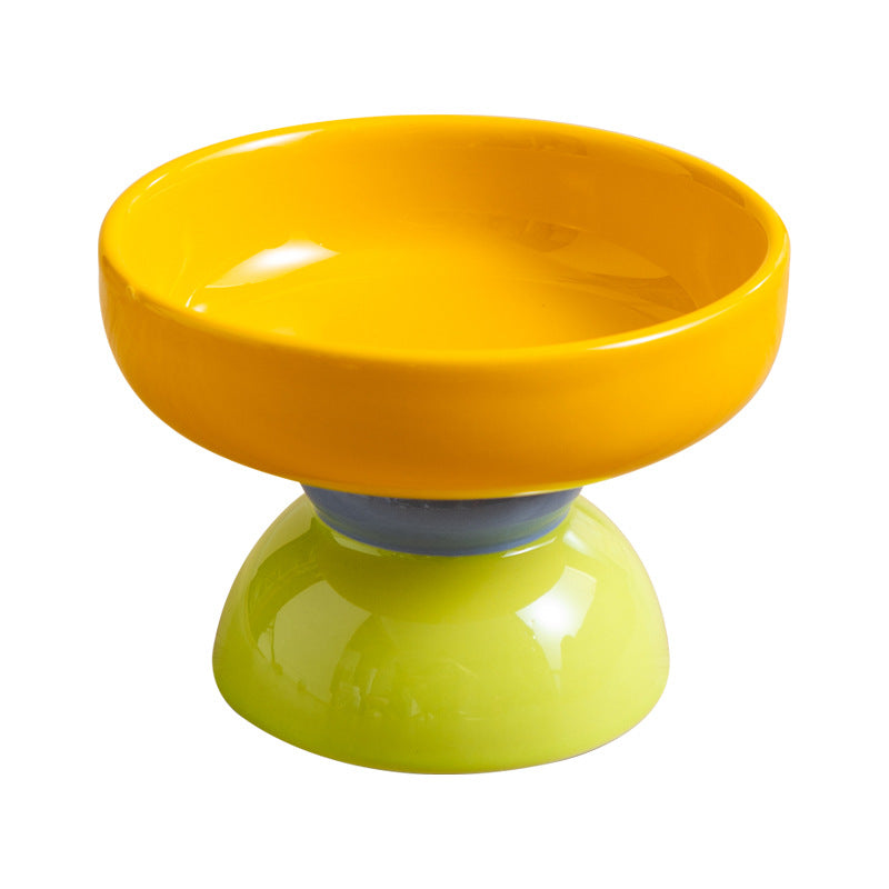 Macaron Color-Block Ceramic Élevé Pet Bowl