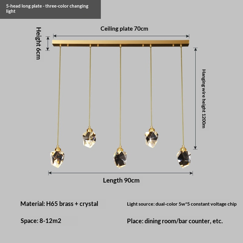 Lampe de lit en cristal léger pour la chambre Minimaliste tout-cuivre Salle à manger Chande