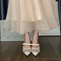 Femmes Gentle Fairy Sheer Mesh Strass Bow Stiletto Mule Diapositives