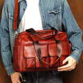 Grand sac en cuir vintage en cuir avec une grande capacité
