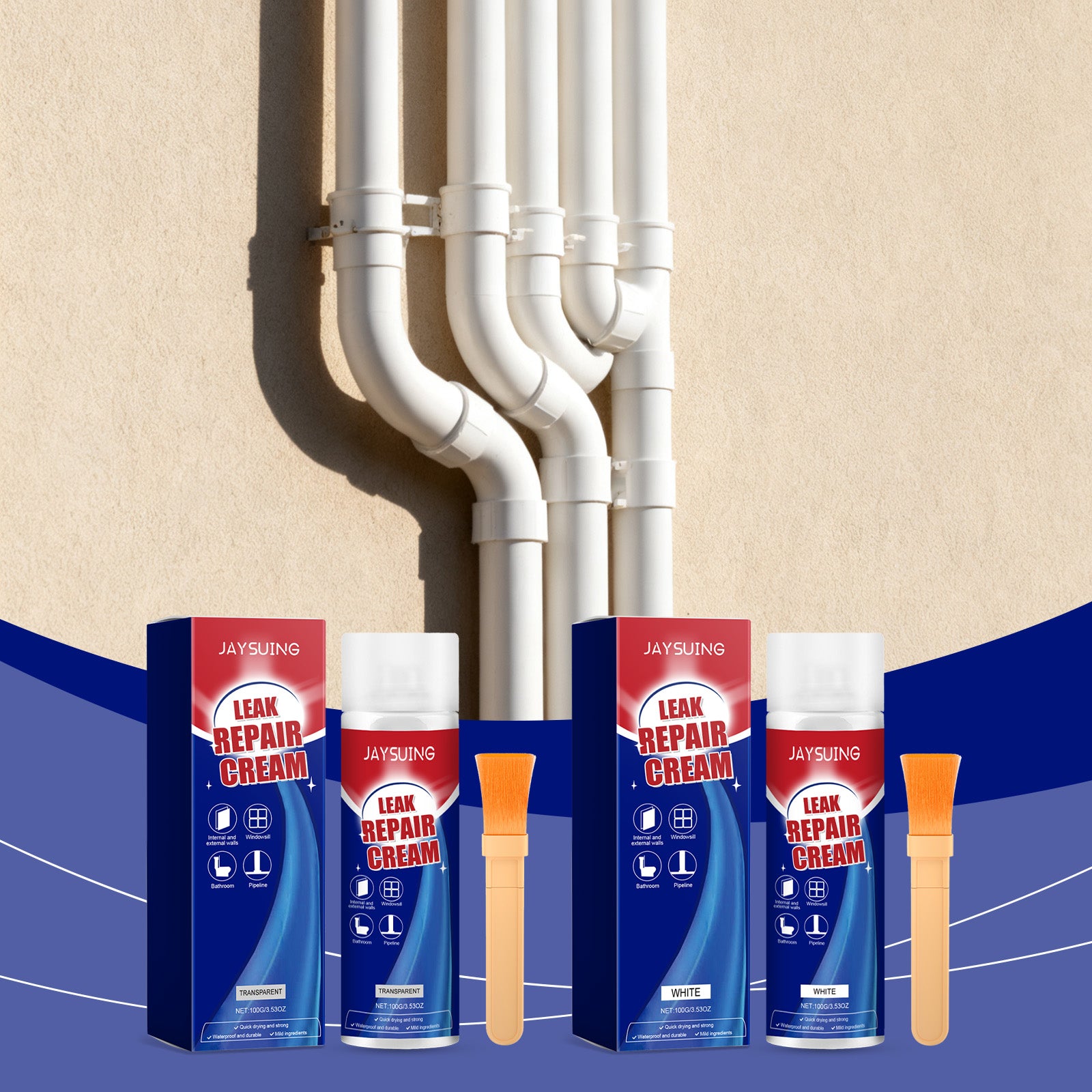 Pinceau de réparation d'épreuve de fuite blanc 1 00g Bouteille-1 Brush-1box