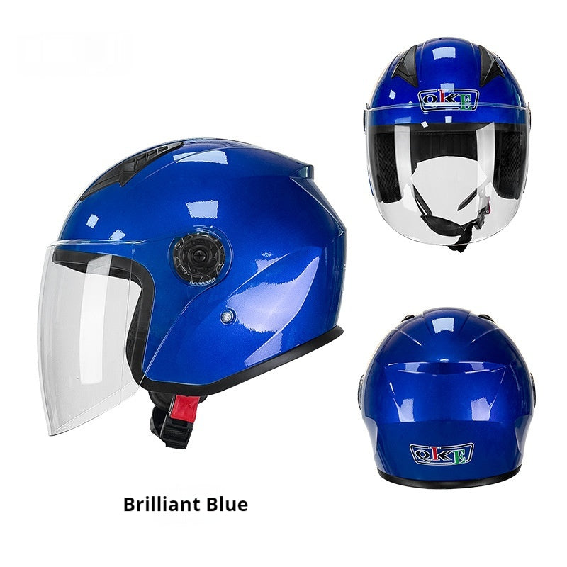 Casque de trois quarts de moto électrique quatre saisons casque d'équitation universel