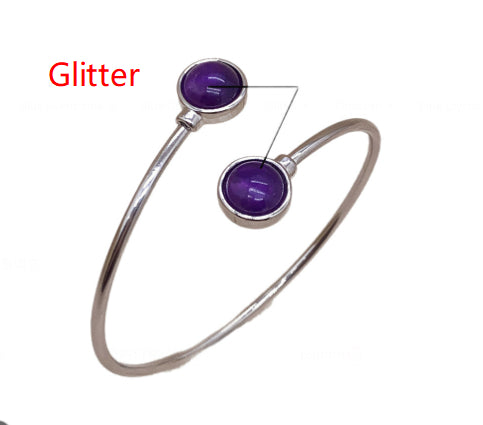 Bracelet Améthyste Bangle de cristal rond à double tête