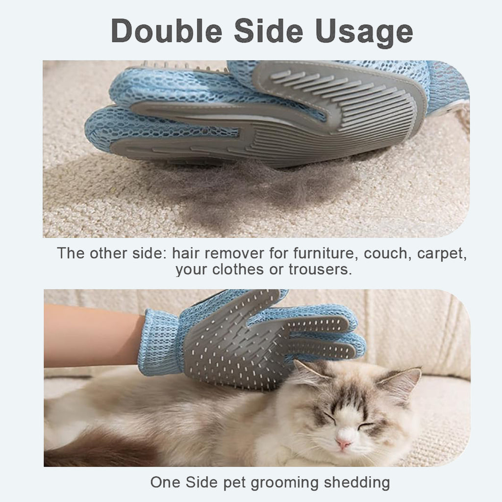 Gant de grooming 2in1 double côté pour animaux de compagnie