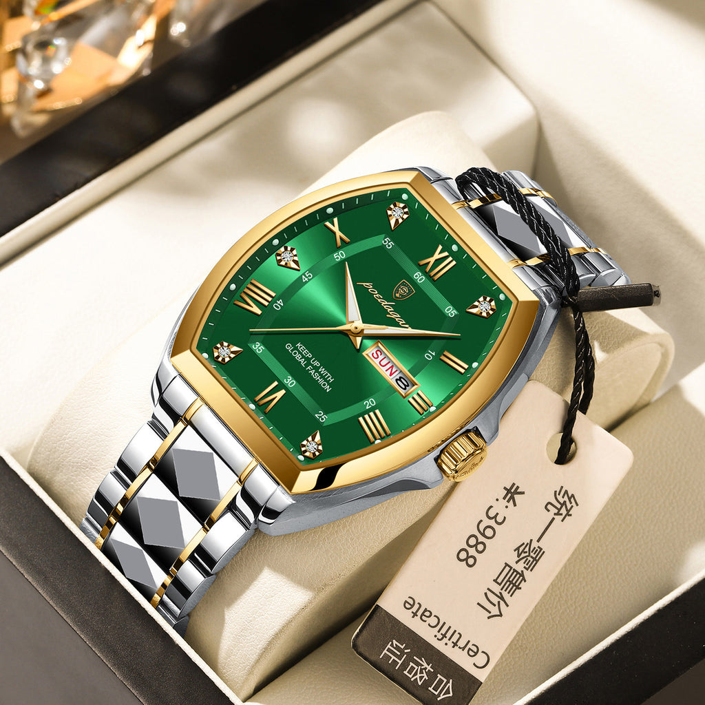 Montre homme à quartz en forme de barrique lumineuse étanche