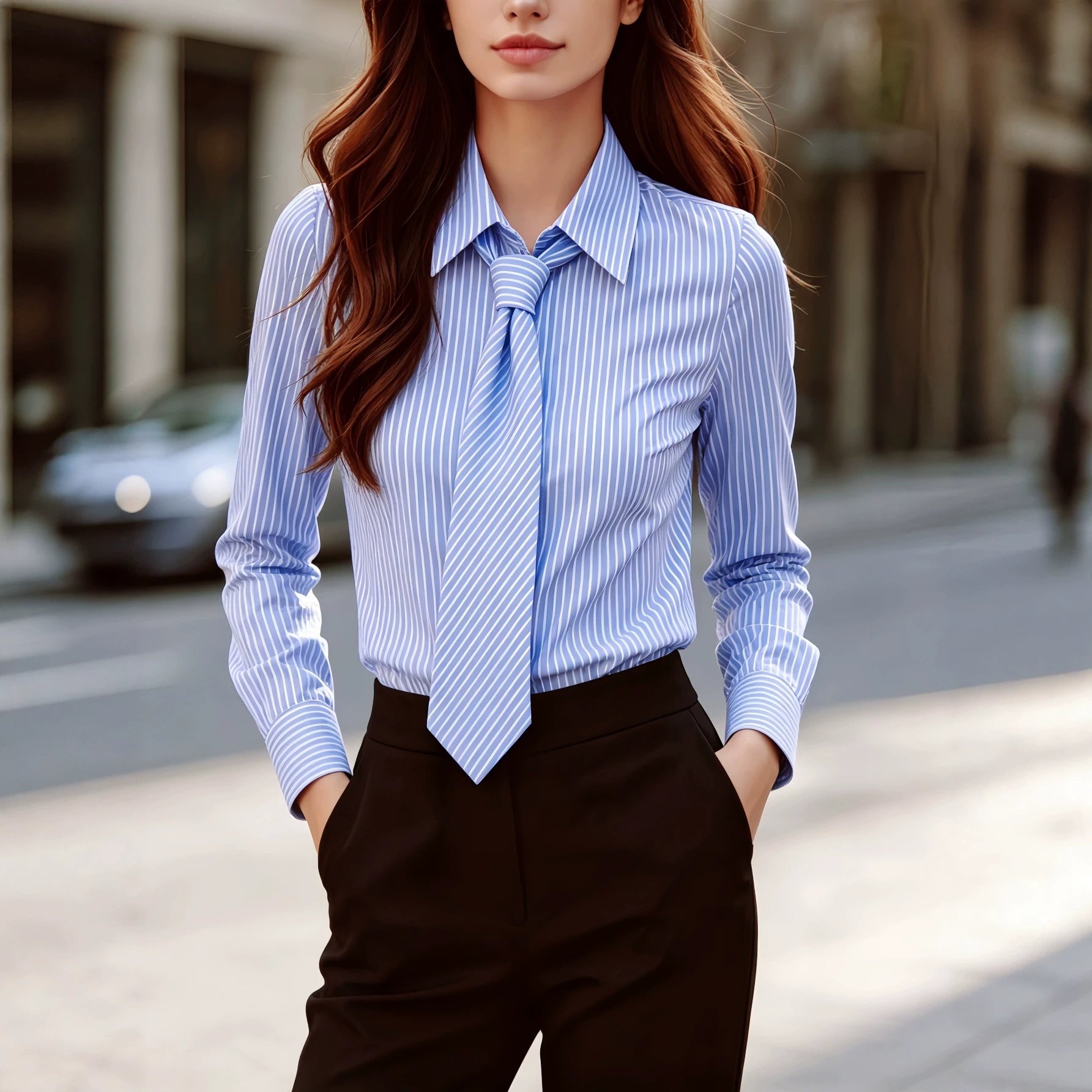 T-shirt casual à rayures d'automne pour femmes