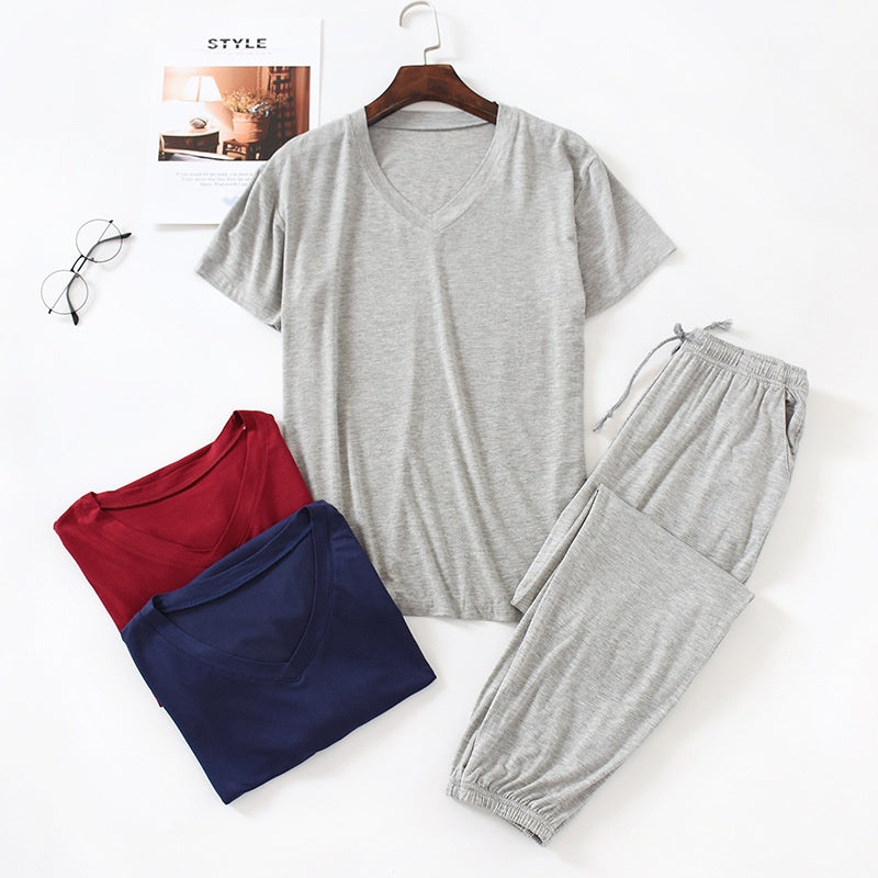 Ensemble de pantalons à manches courtes en soie de glace modale pour hommes