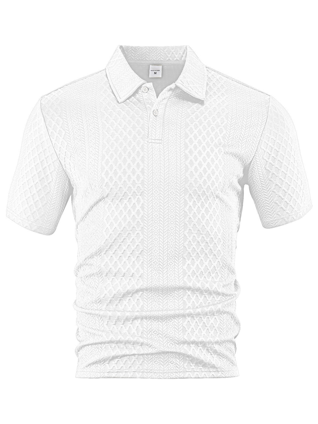 Men's Summer Thin Loose Respirant Solid Color Jacquard Tissu Lapel Short Sleeve Polo Shi