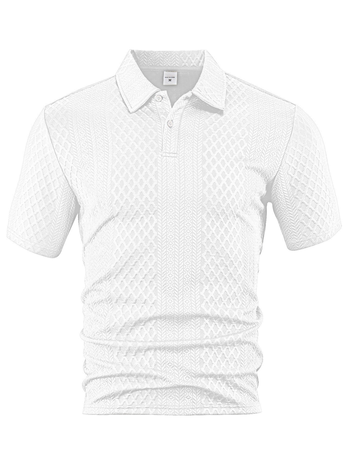 Men's Summer Thin Loose Respirant Solid Color Jacquard Tissu Lapel Short Sleeve Polo Shi