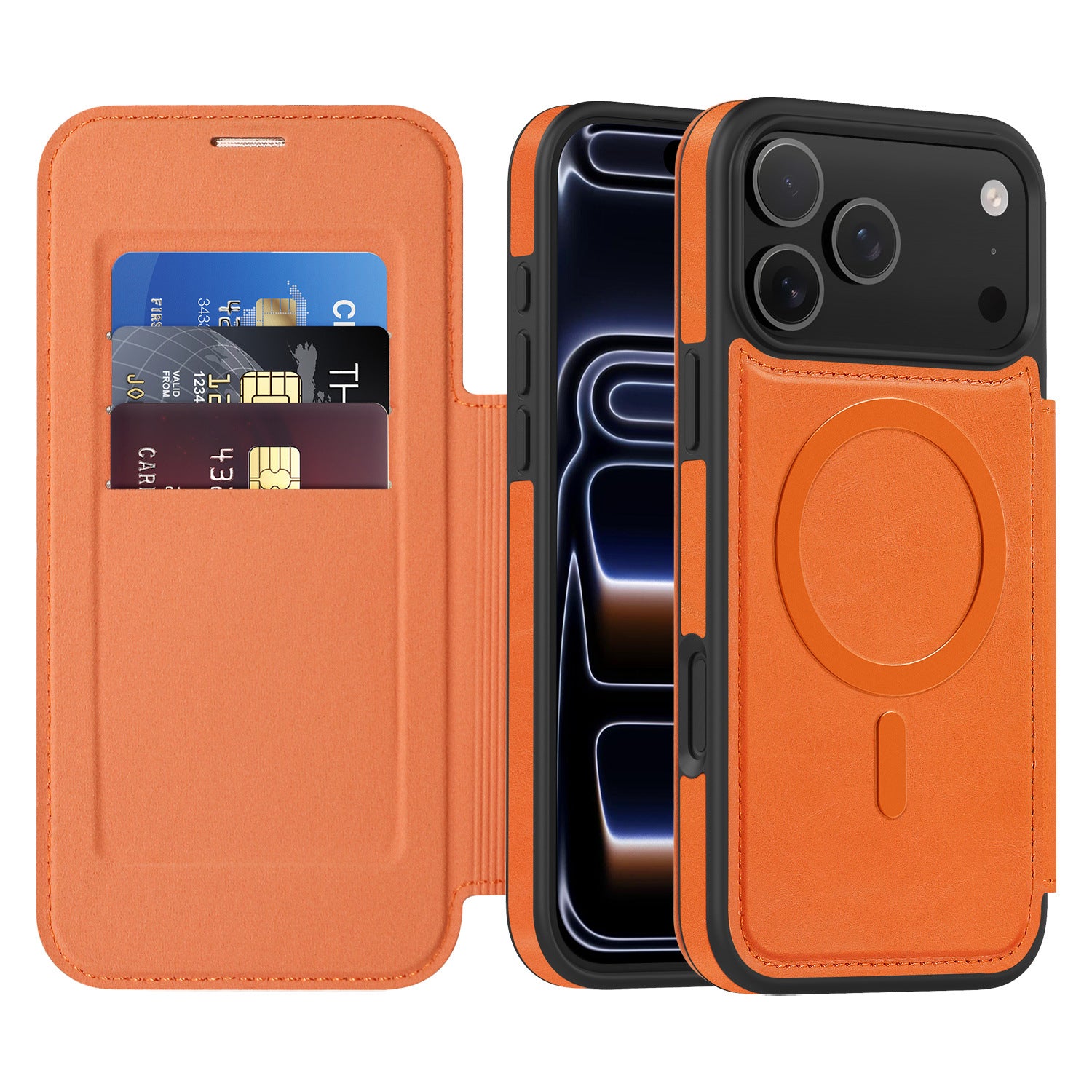 Solide-couleur, Minimaliste, Étui de téléphone en cuir magnétique polyvalent