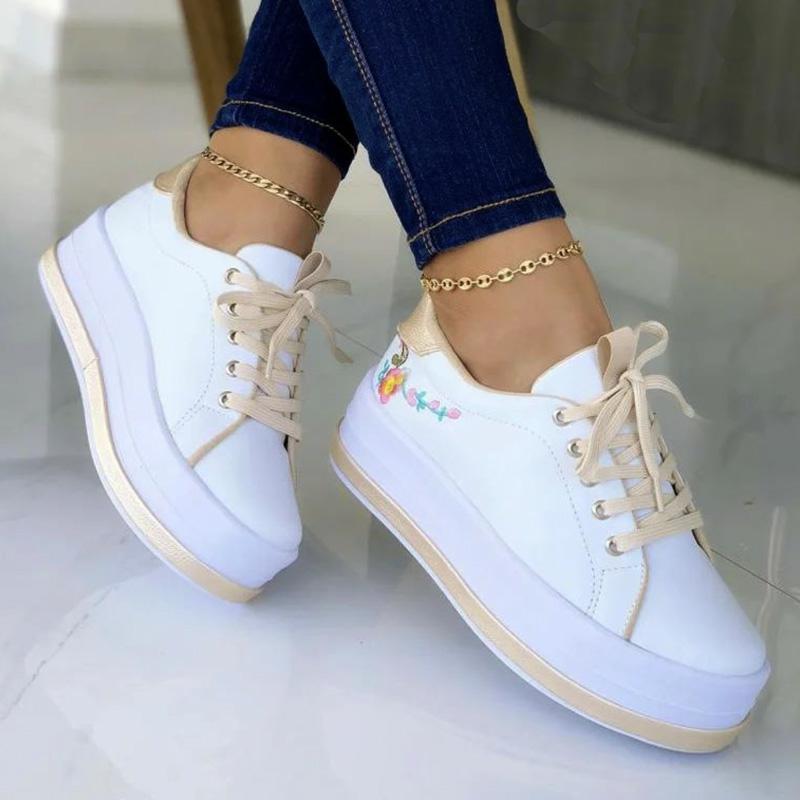 Femmes Round Toe Platform Bas Top Chaussures Casual