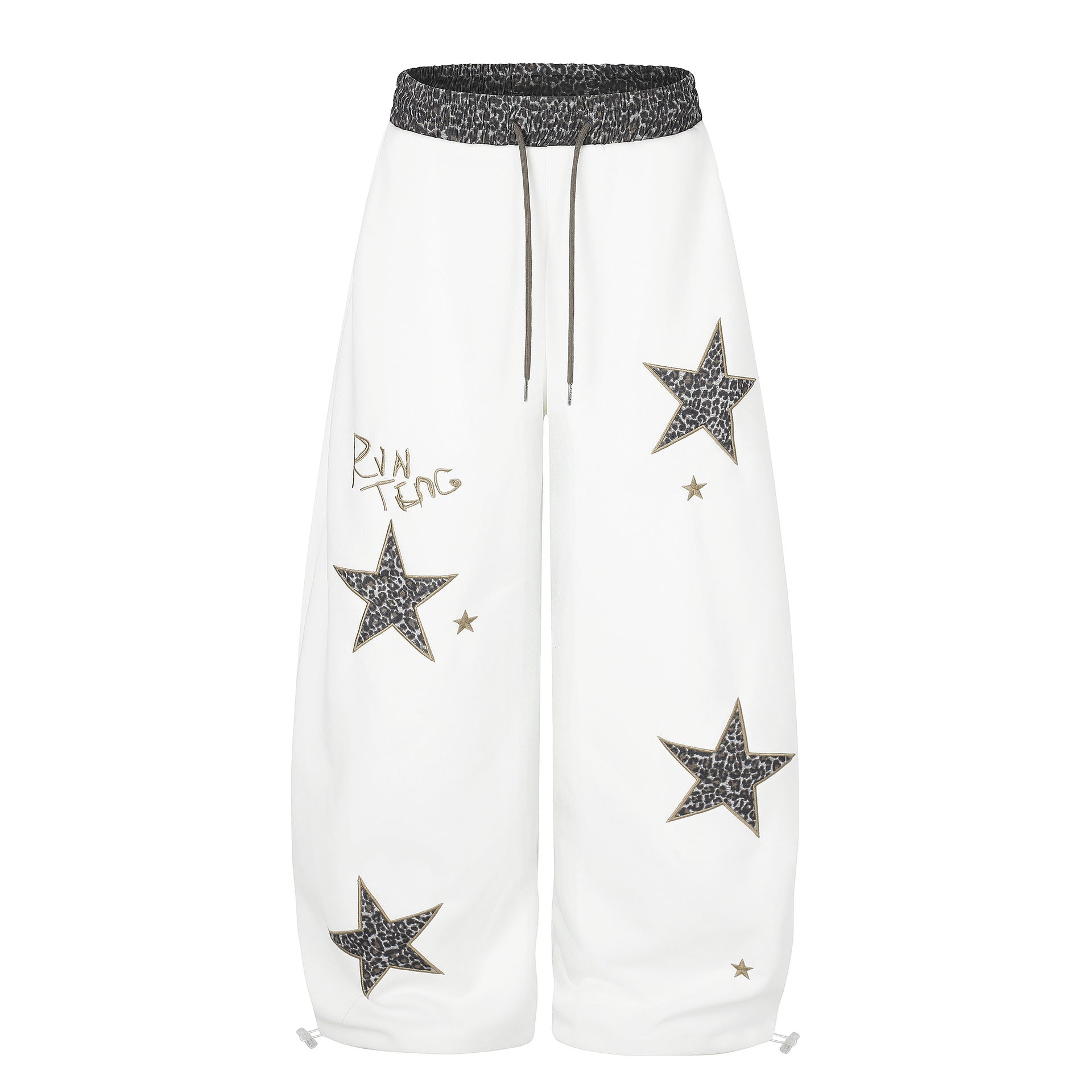 Retro Leopard Imprimer Star Patch Broded Sweatpants Pour les femmes