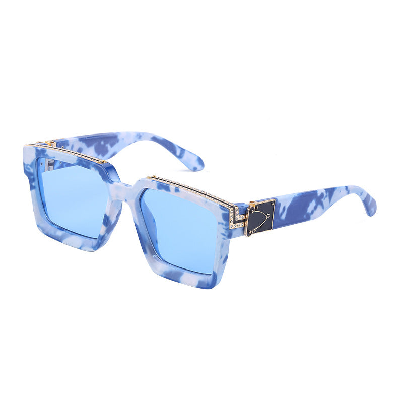 Lunettes de soleil en grand carré incrustées de diamants pour femmes