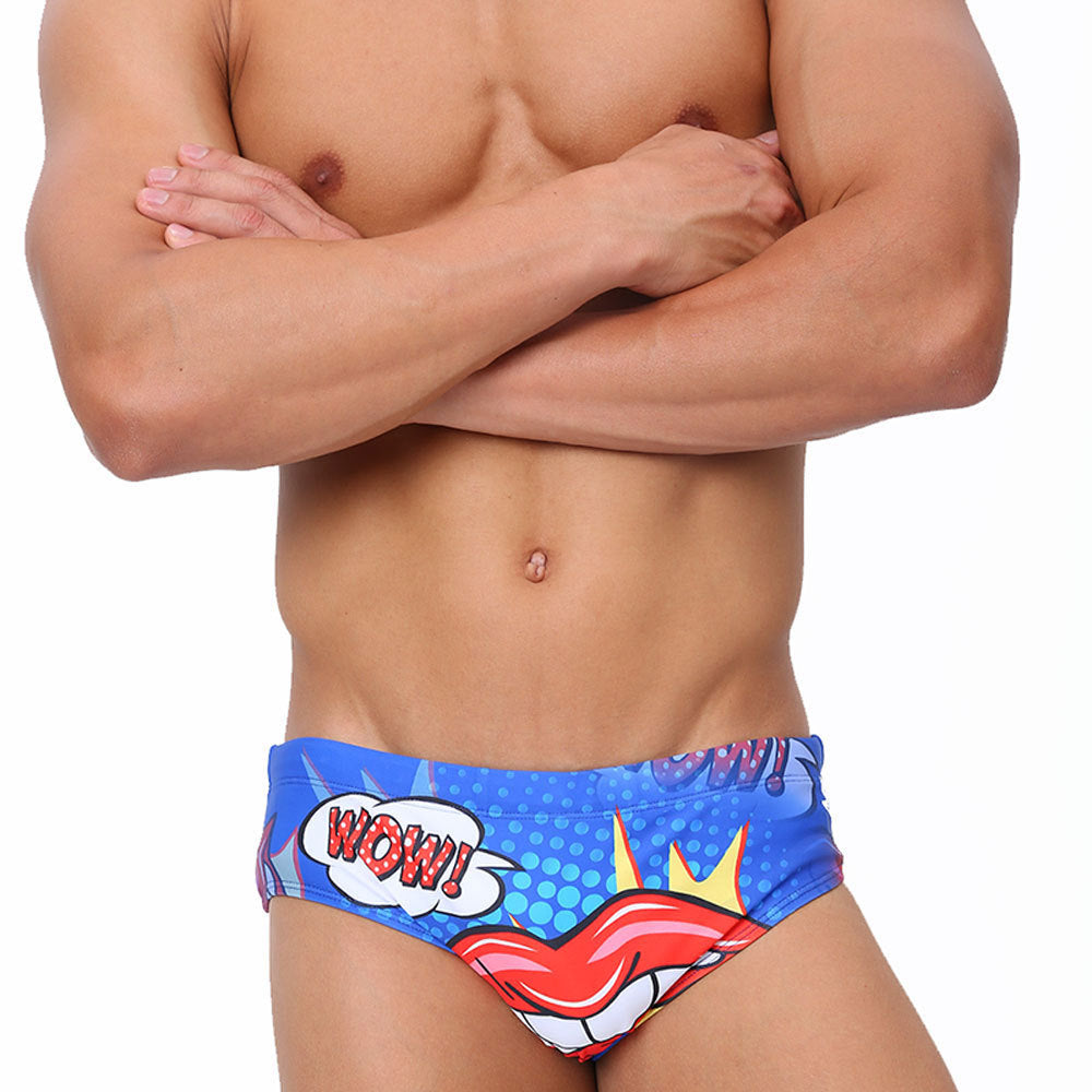 Lèvres sexy imprimées hommes Slips de bain Bikini Low Waist Beach Slips à séchage rapide