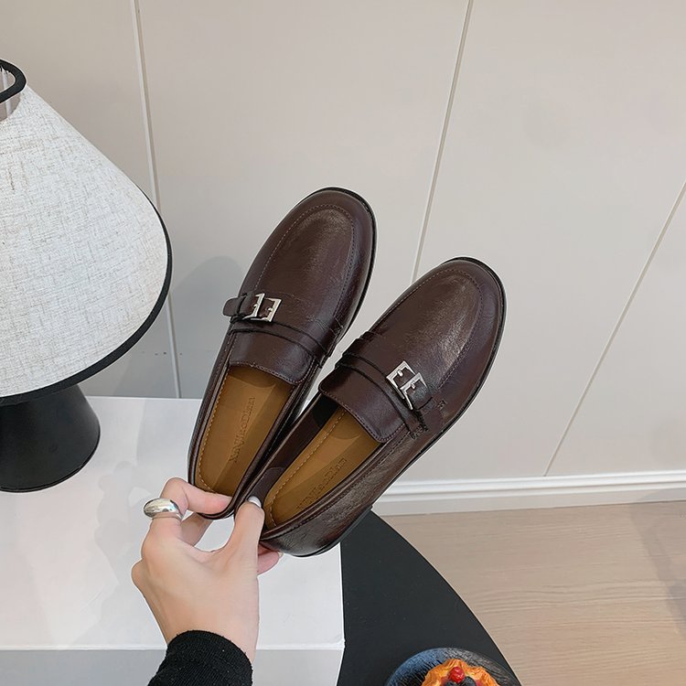 Femme Old Money Style Flat Low Heel Loafers Automne Arrivée British Belt Buckle Vintage D