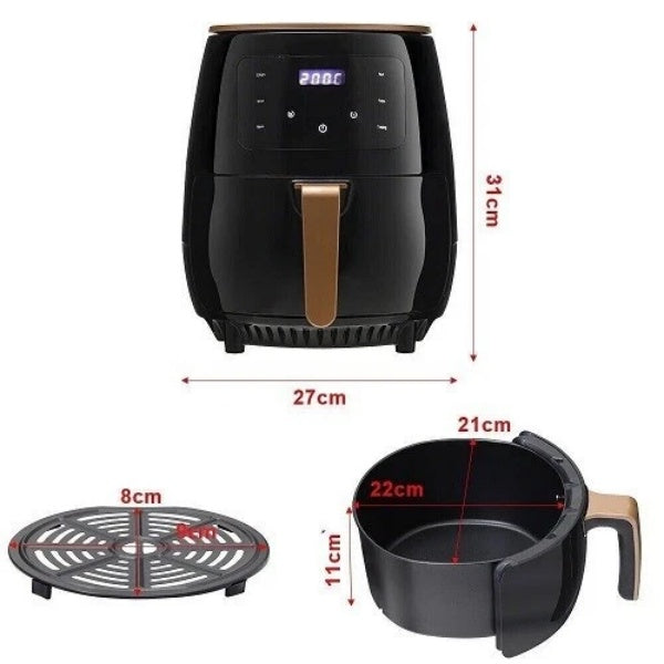 6L Air Fryer Grande capacité écran tactile numérique Mulitifonction huile cuisine gratuite