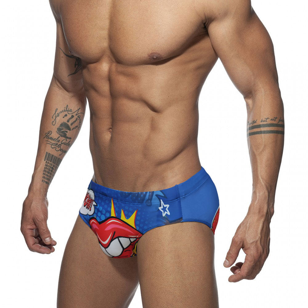 Lèvres sexy imprimées hommes Slips de bain Bikini Low Waist Beach Slips à séchage rapide