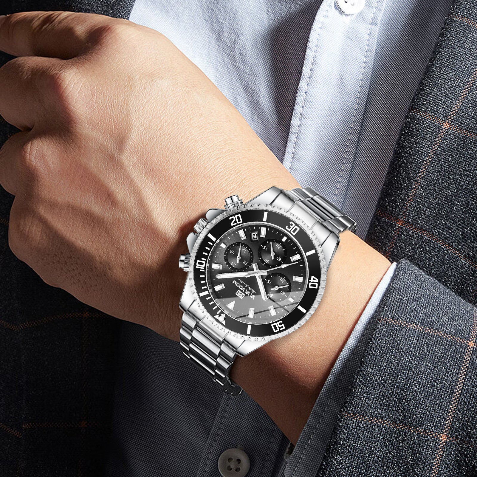 Montre Quartz multifonctionnelle à trois yeux étanche Et lumineux