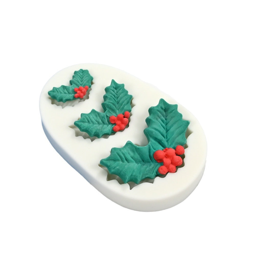Jingling Bell Leaf de chinois Ilex Silicone Mold Fondant Cake Decoration Mold