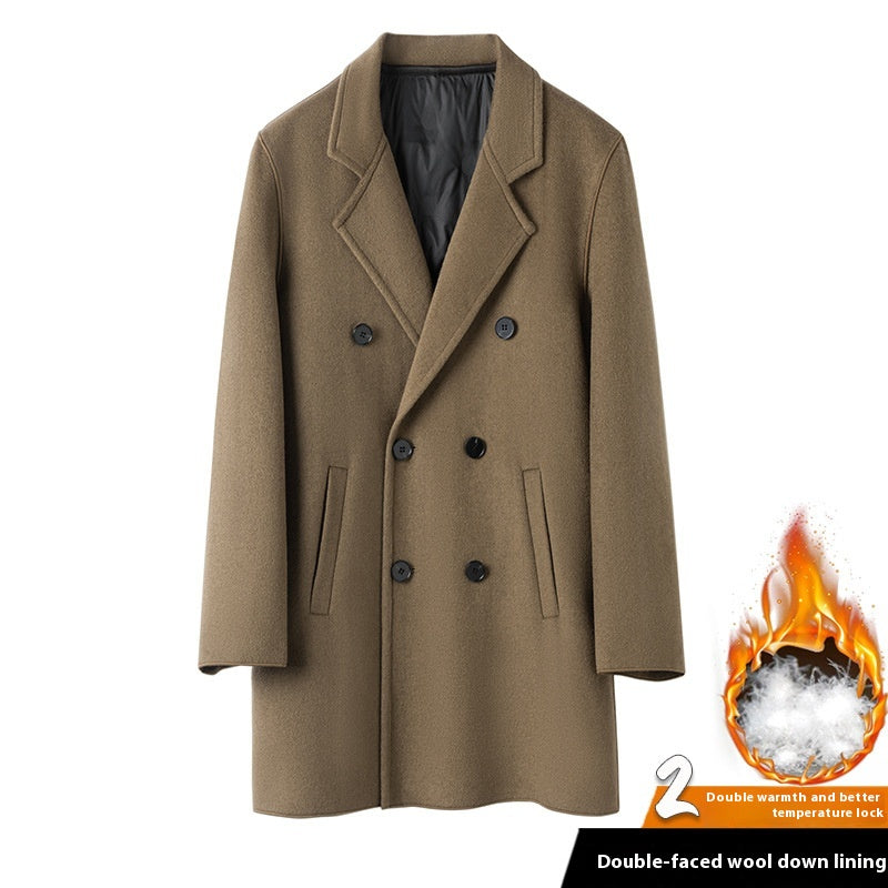 Mi-longueur vers le bas Cashmere double face Manteau occasionnel masculin