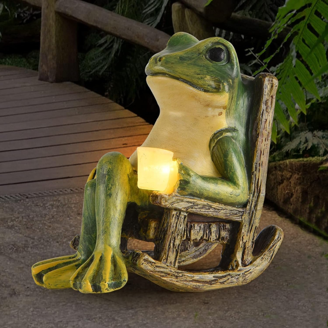 Miniature Frog Garden Statue Solar Outdoor Lights Fairy Decor Maison chaud