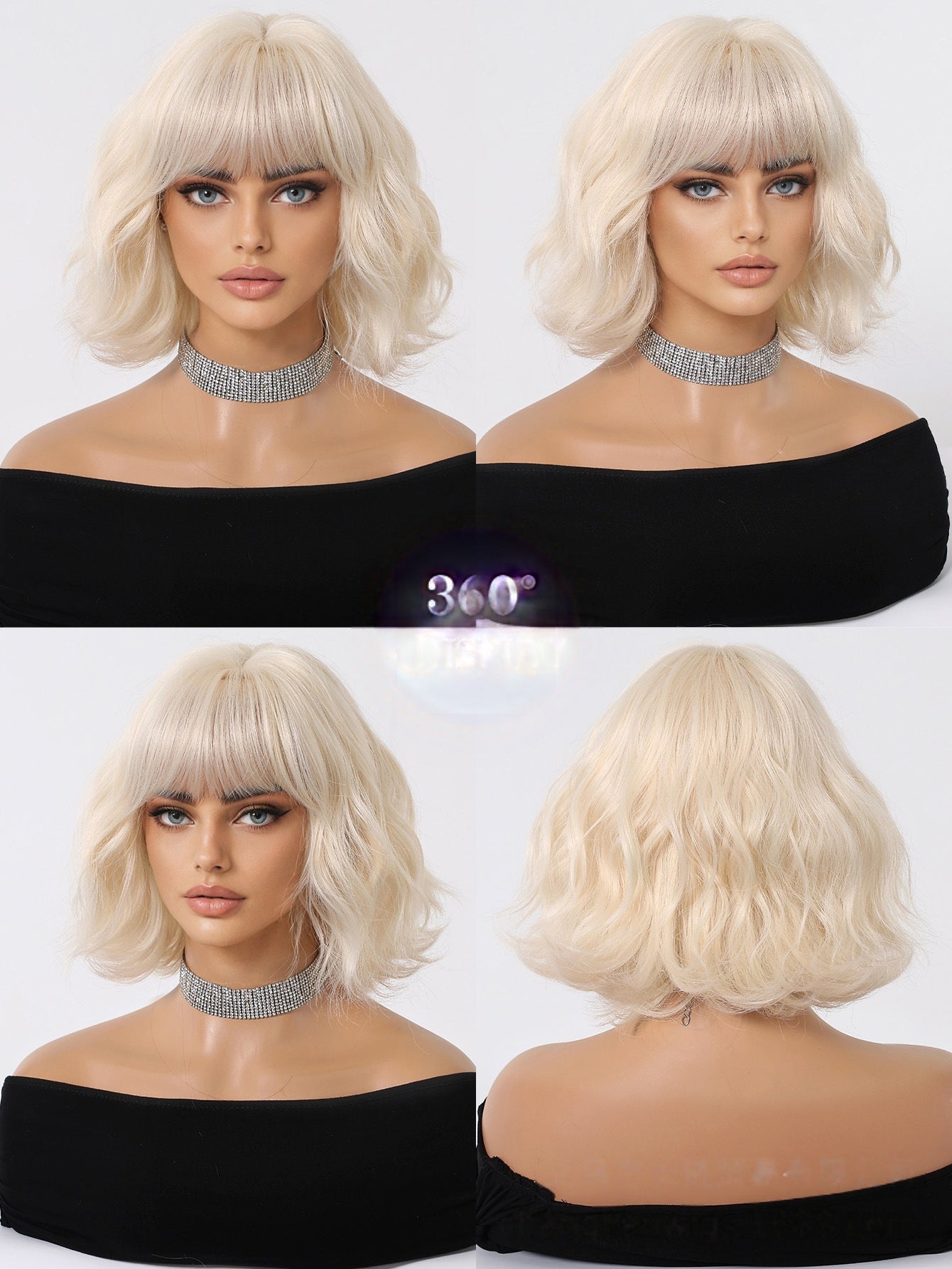 Wig Full-head Wig Bangs cheveux bouclés courts