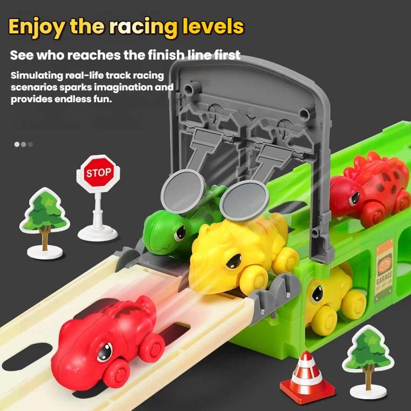Jouet de rangement de piste pour enfants en forme de dinosaure