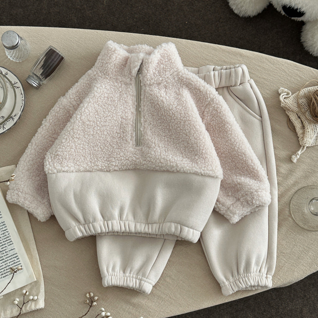 Baby and Toddler Lambswool Collier Stand-up Chandail demi-zip