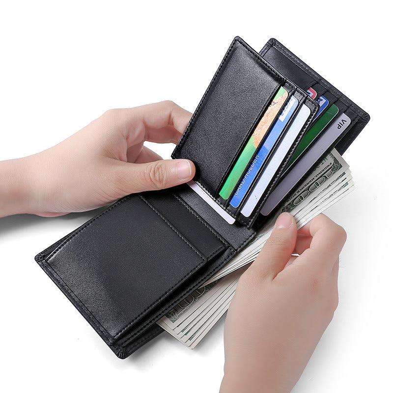 Portefeuille en cuir anti-écrémage RFID multifonctionnel pour hommes