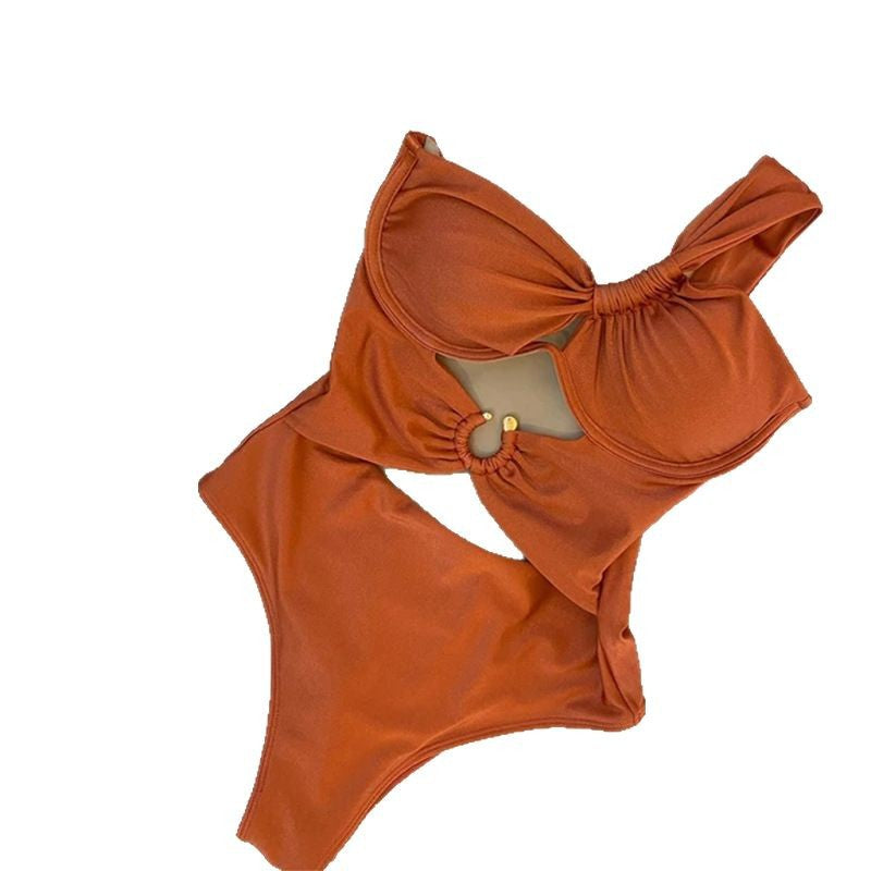 Maillot de bain étanche à une épaule avec design push-up et coupe