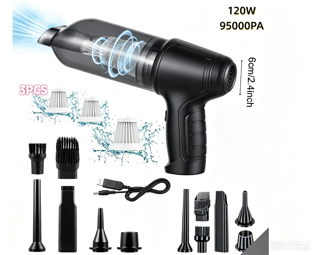 Powerful Car Aspirateur Nettoyant humide sans fil sec Nettoyage à main à forte aspiration