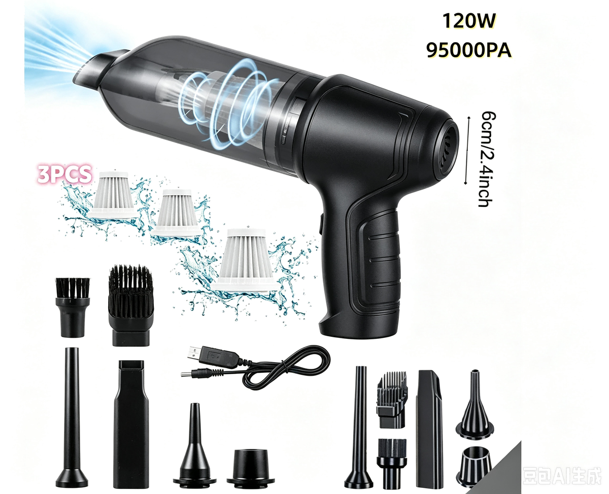 Powerful Car Aspirateur Nettoyant humide sans fil sec Nettoyage à main à forte aspiration