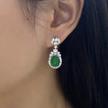 S925 Boucles d'oreilles en argent sterling Dangle 10x8mm Chrysoprase verte ovale