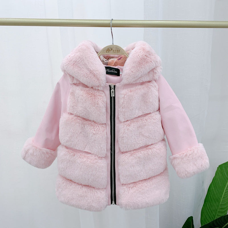 Manteau de coton pour enfants Rex Rabbit Manteau de fourrure à capuche